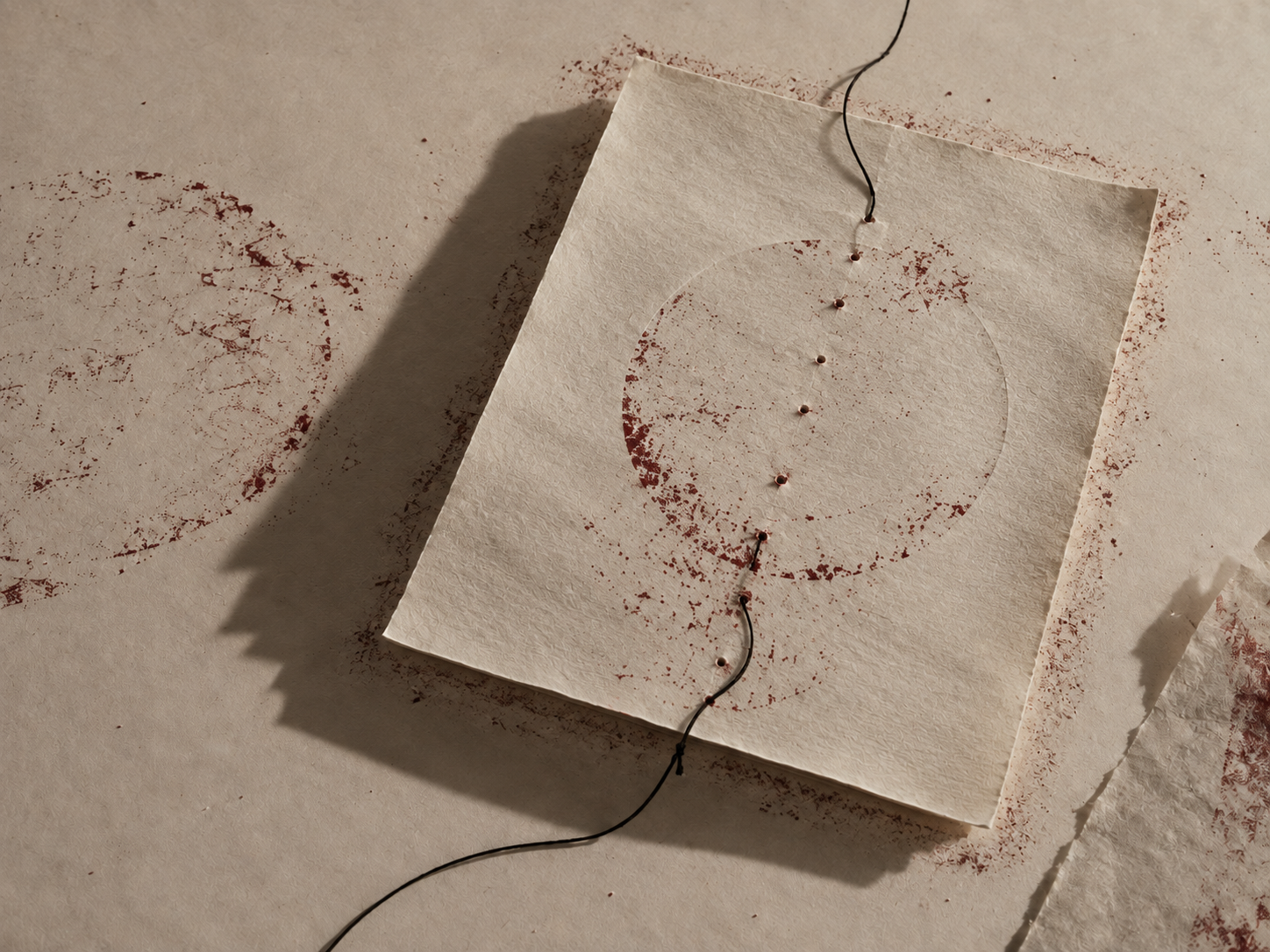 Una última hoja conserva el residuo de la señal y el hilo suelto del cuaderno